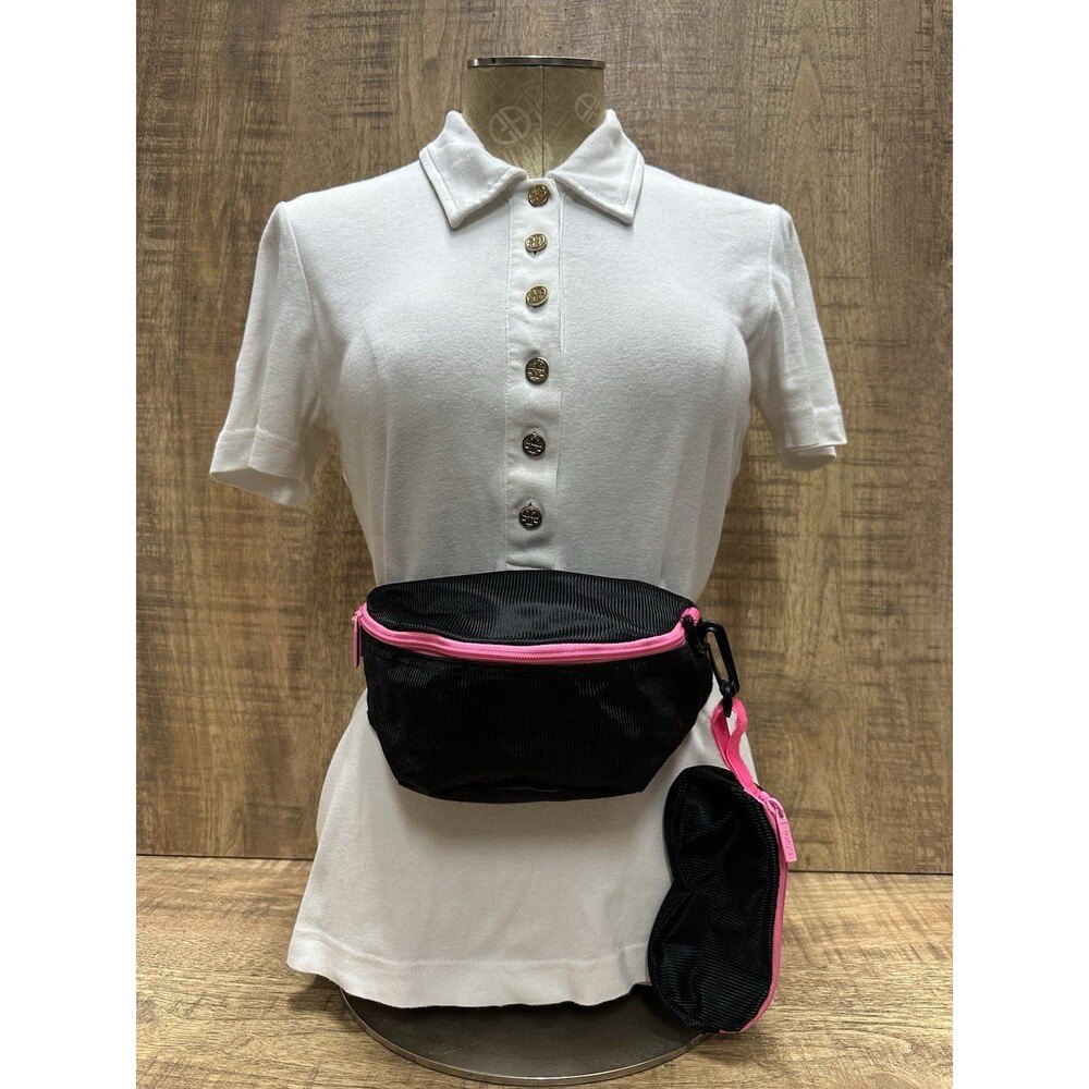 Totes women fanny  pack adjustable black snd pink polyester waist bag